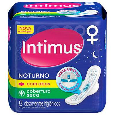 ABSORVENTE INTIMUS GEL NOTURNO COBERTURA SECA COM ABAS 8 UNIDADES