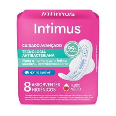 Absorventes Intimus Antibacteriano Ultrafino C/Abas 8 Uni