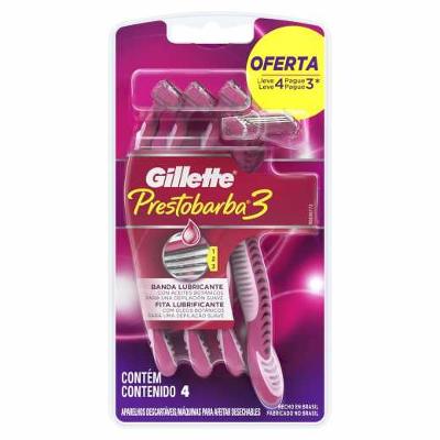 APARELHO DE DEPILAÇÃO GILLETTE PRESTOBARBA FEMININO PAGUE 3 LEVE 4 UNIDADES