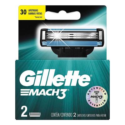CARGA PARA APARELHO DE BARBEAR GILLETTE MACH3 2 UNIDADES