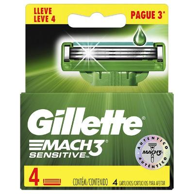 CARGA PARA APARELHO DE BARBEAR GILLETTE MACH3 SENSITIVE 4 UNIDADES
