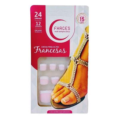 Fhaces Color Unhas Postiças Para Pés Francesa 24 Uni