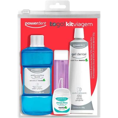 Kit Viagem PowerDent Creme Dental+ Escova+ Fio Dental