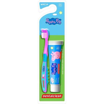 CREME DENTAL DENTALCLEAN INFANTIL PEPPA PIG 50G - SABOR TUTTI FRUTTI + ESCOVA DE DENTES COM CERDAS MACIAS