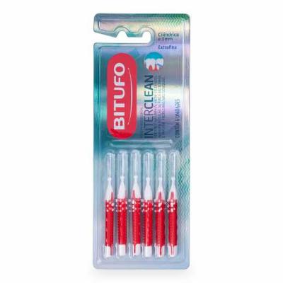 ESCOVA INTERDENTAL BITUFO INTERCLEAN EXTRA FINA 3 MM CILÍNDRICA COM 6 UNIDADES