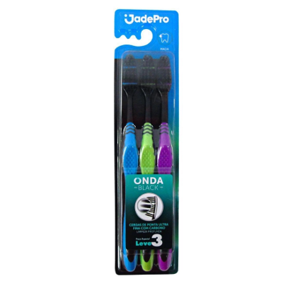 Escova De Dente Jadepro Onda Black Ultra Fina 3 Unidades