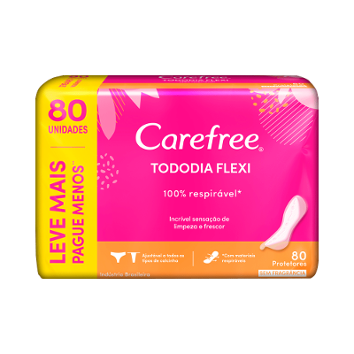 PROTETOR DIÁRIO CAREFREE TODODIA FLEXI SEM PERFUME PAGUE 60 E LEVE 80 UNIDADES