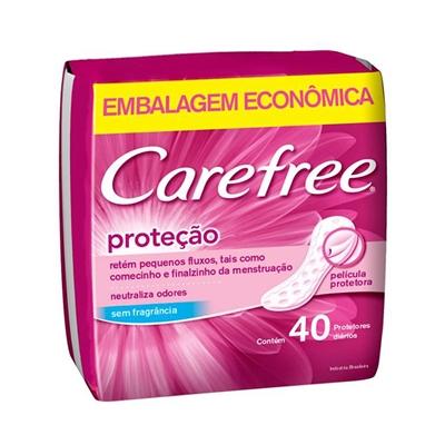 PROTETOR DIÁRIO PROTEÇÃO SEM PERFUME CAREFREE 40 UNIDADES