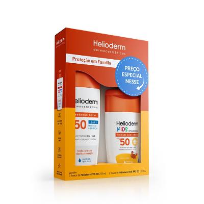KIT FAMÍLIA HELIOIDERM SUNCARE PROTETOR SOLAR FPS50 200ML + PROTETOR SOLAR KIDS FPS50 120ML
