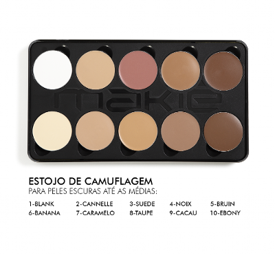 Paleta de Corretivo Makiê Camuflagem Creme Cor Média a Escura
