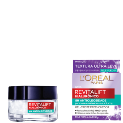 Gel Creme Preenchedor Antioleosidade L'Oréal Paris Revitalift Hialurônico 49g