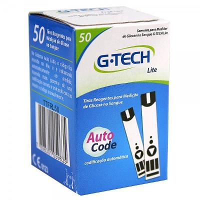 Tiras Reagentes para Medição de Glicose G-Tech Lite com 50 Unidades