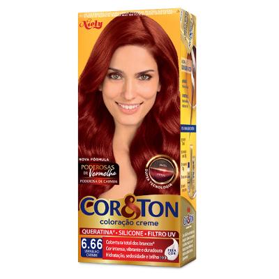 COLORAÇÃO NIELY COR&TON - TONS VERMELHOS - 6.66 LOURO ESCURO VERMELHO