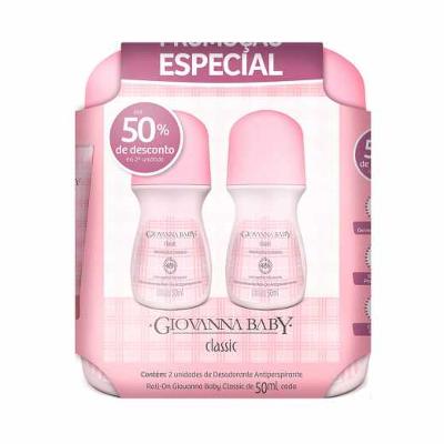 KIT DESODORANTE ROLL-ON GIOVANNA BABY CLASSIC 2 UNIDADES - PREÇO DIFERENCIADO NA 2ª UNIDADE