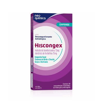 Hiscongex 12+15mg Caixa com 12 Comprimidos Revestidos de Liberação Prolongada