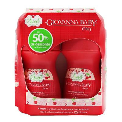 Kit Antitranspirante Roll-On Sweet Collection Cherry 2 Unidades 50Ml Giovanna Baby
