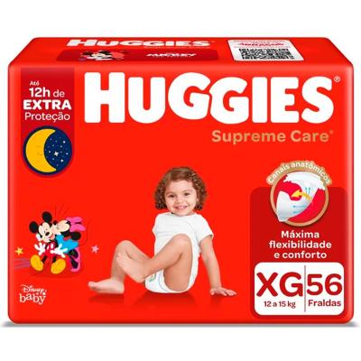 Fraldas Huggies Supreme Care Hiper XG Com 56 Unidades
