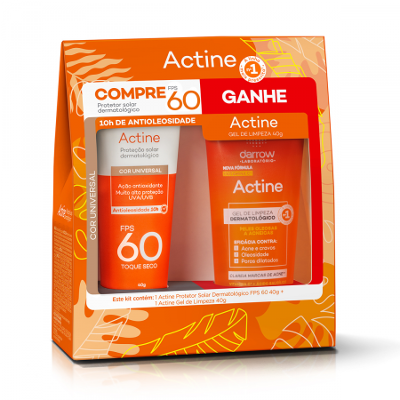 Kit Darrow Actine Proteção Solar com Cor 40g + Limpeza 40g
