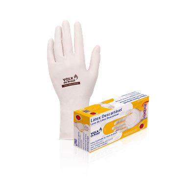 Luva de Latex Volk PP com 100 Unidades