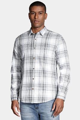 Camisa Aramis Manga Longa  Regular Xadrez Branco Com Azul