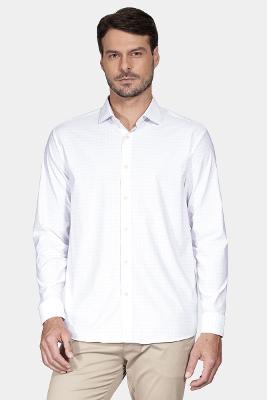 Camisa Aramis Manga Longa  Regular Branco Com Azul Claro