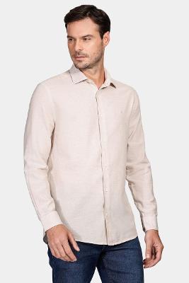 Camisa Aramis Regular Linho Com Algodão f Cáqui