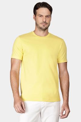 Camiseta Aramis Manga Curta Bordado Básica Amarelo Claro
