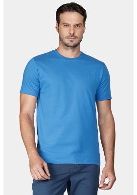 Camiseta Aramis Manga Curta Bordado Básica Azul Cobalto