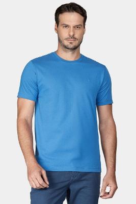 Camiseta Aramis Manga Curta Bordado Básica Azul Cobalto