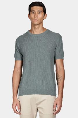 Tricot Aramis Manga Curta Jacquard Verde Sálvia