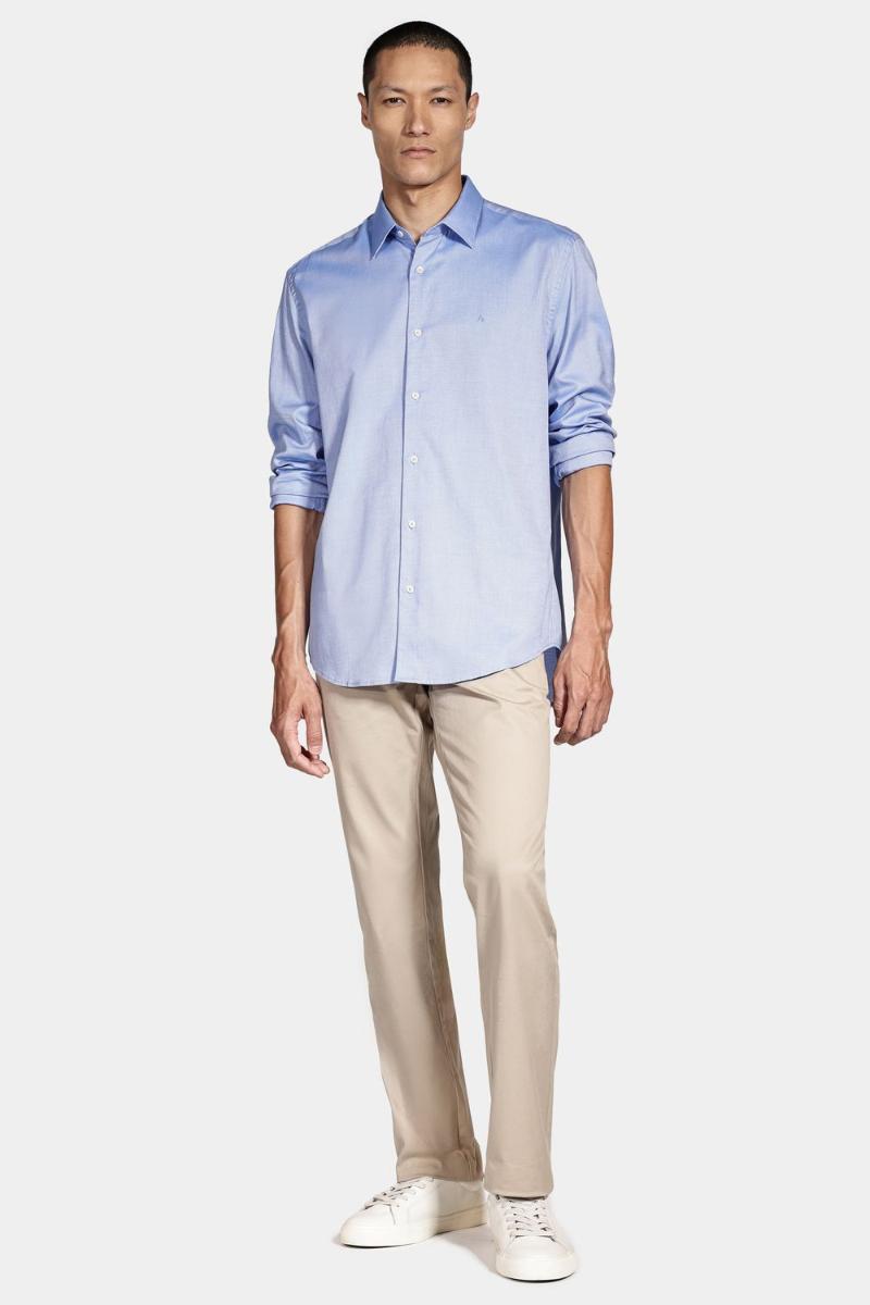 Camisa Aramis Manga Longa  Regular 100 Maquinetada Azul - 5