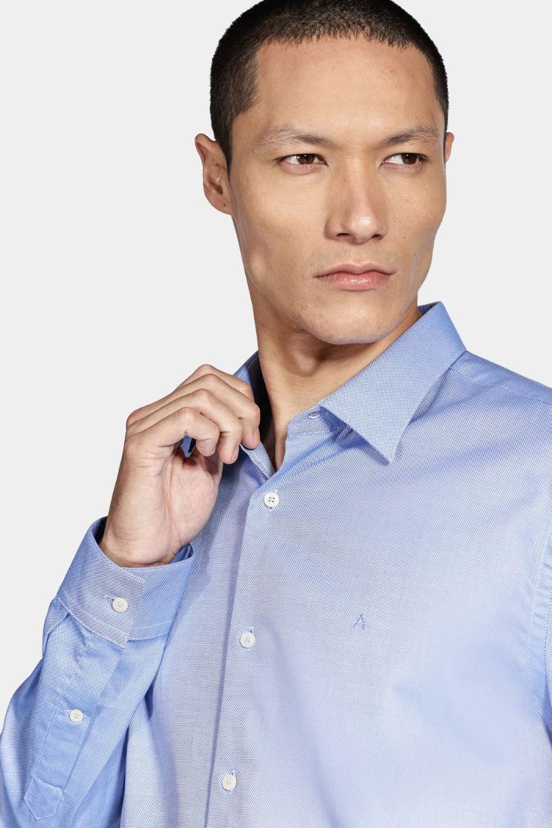 Camisa Aramis Manga Longa  Regular 100 Maquinetada Azul - 1