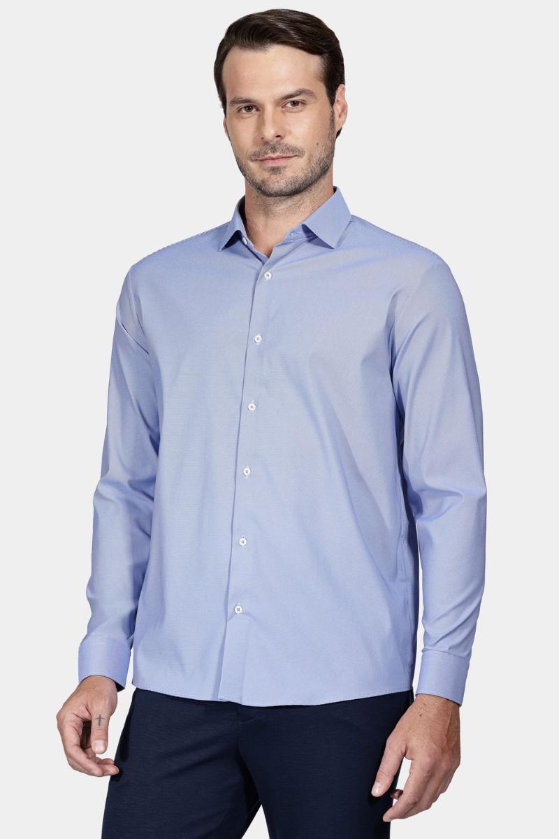 Camisa Aramis Manga Longa  Regular Tech Flex Falso Liso Azul - 1