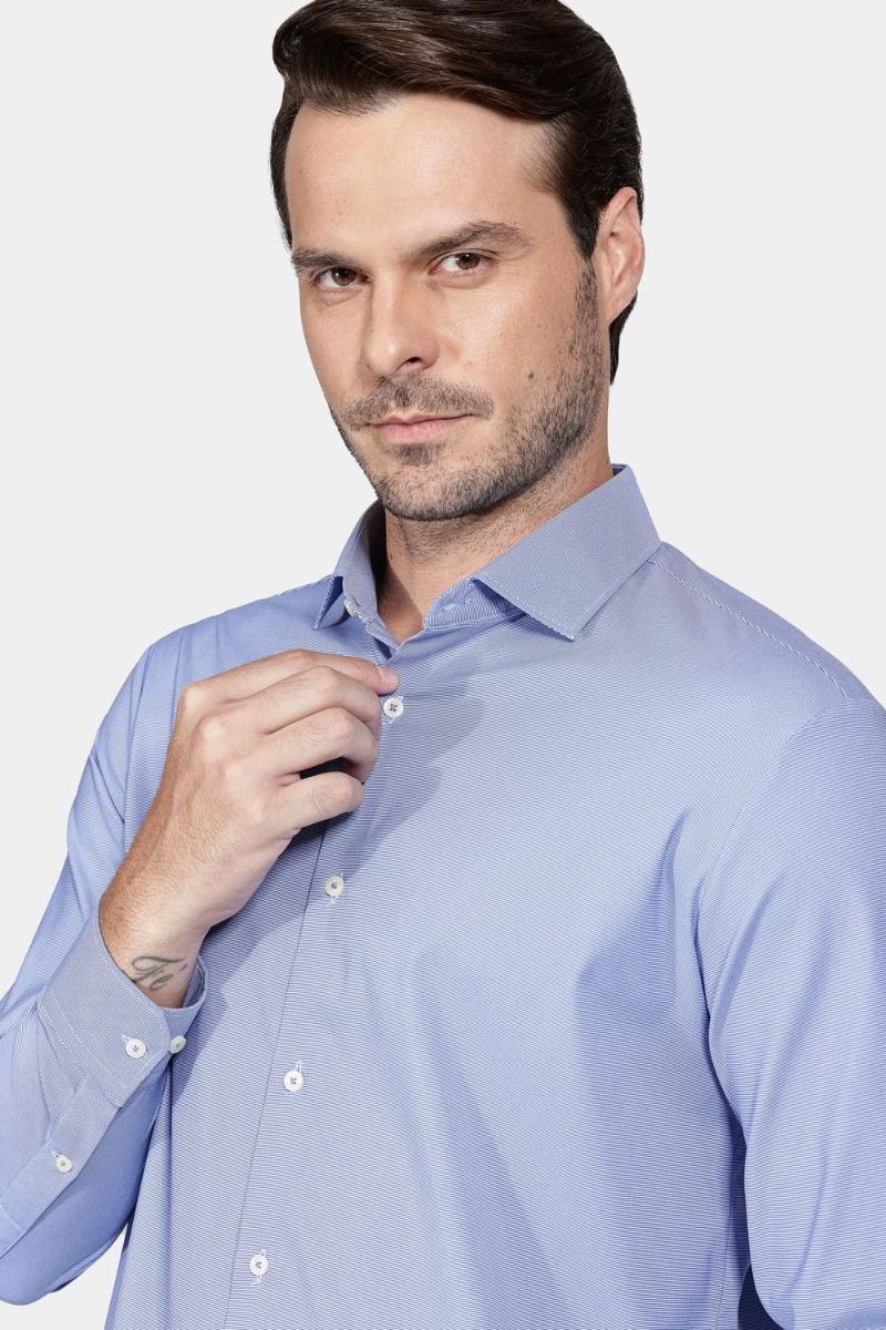 Camisa Aramis Manga Longa  Regular Tech Flex Falso Liso Azul - 3