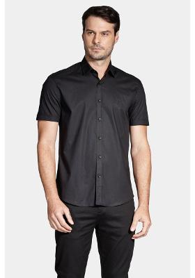 Camisa Aramis Slim Tricoline Stretch Liso Preto
