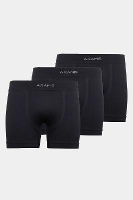 Kit Aramis 3 Cuecas Boxer Sem Costura Preto