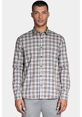 Camisa Aramis Manga Longa Regular Flanela Marrom/Cinza