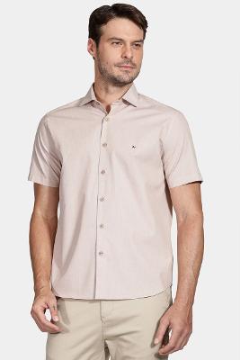 Camisa Regular Fil a Fil Areia
