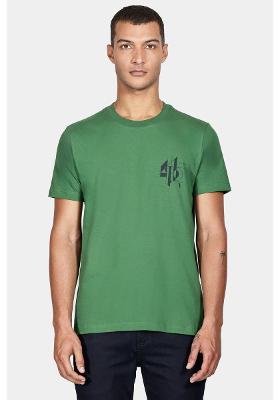 Camiseta Aramis Manga Curta Linha Geométricas Verde Bandeira