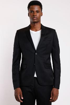 Costume Lã Super Slim Falso Liso Preto