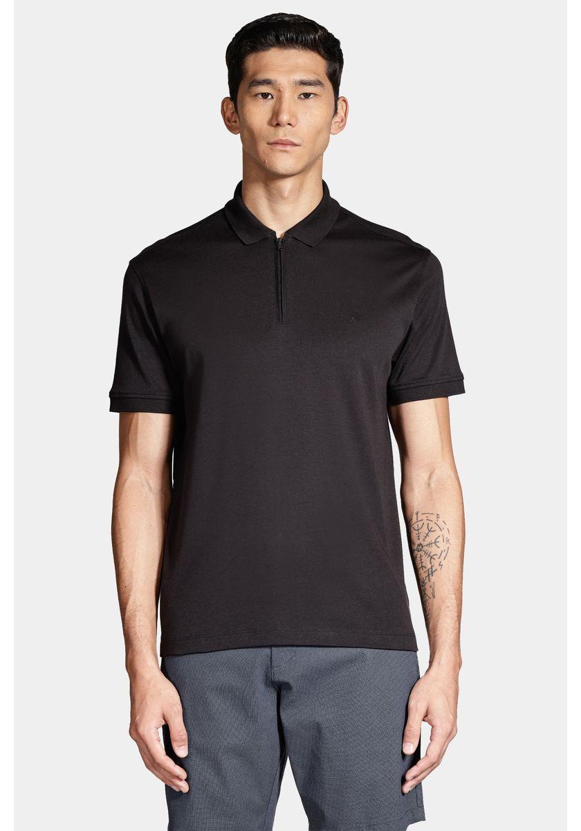Polo Aramis Manga Curta Malha Dupla Pima Preto - 1