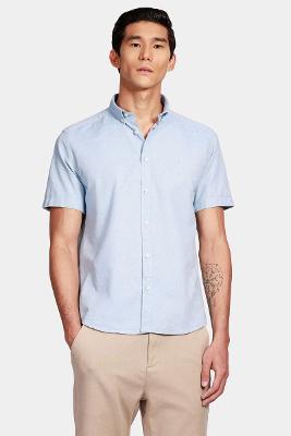 Camisa Manga Curta Move Slim Oxford Button-Down Azul