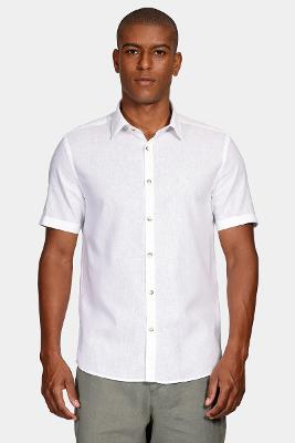 Camisa Manga Curta Move Slim Linho Algodão Branco
