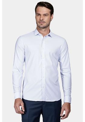 Camisa Aramis Manga Longa Slim Tech Flex Branco Com Azul