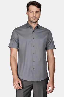 Camisa Aramis Slim Tricoline Stretch Chumbo