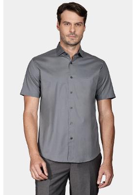 Camisa Aramis Slim Tricoline Stretch Chumbo