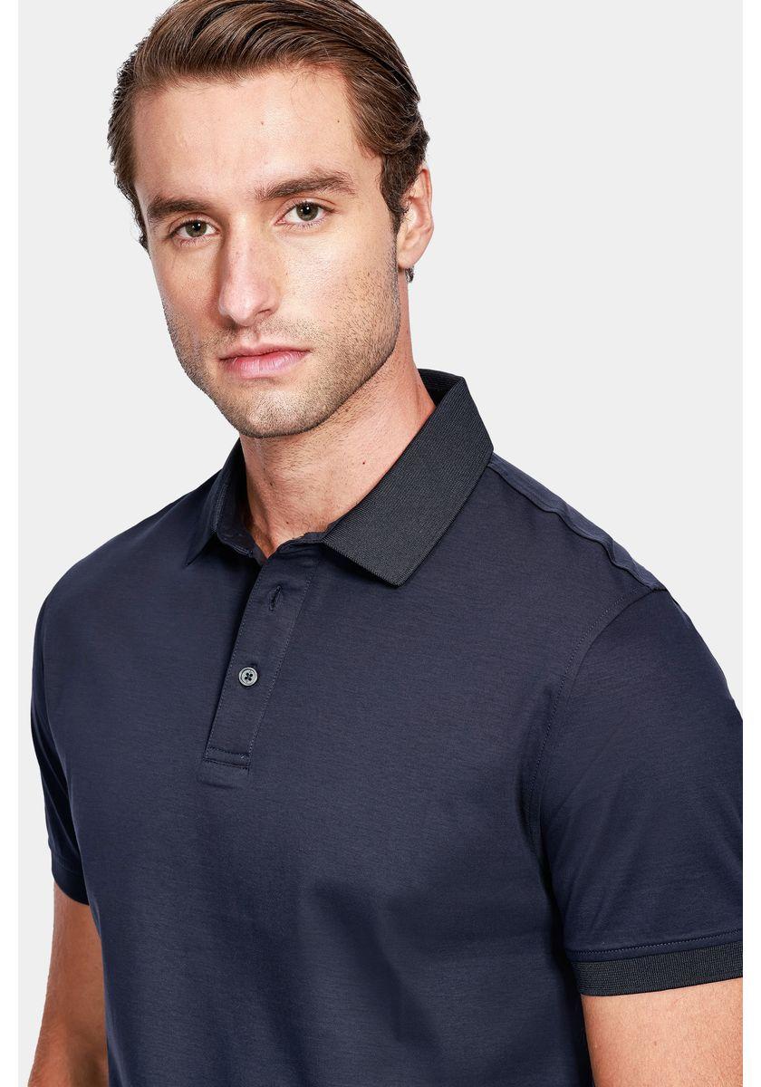 Silk Aramis Blend Modal Polo Shirt Marinho - 3