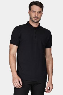 Polo Aramis Piquet Zíper Preto