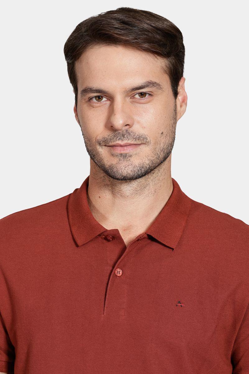 Polo Aramis Manga Curta Lisa Piquet Tijolo - 3