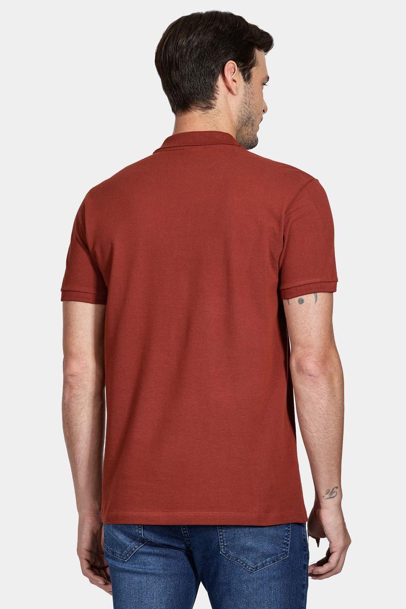 Polo Aramis Manga Curta Lisa Piquet Tijolo - 4